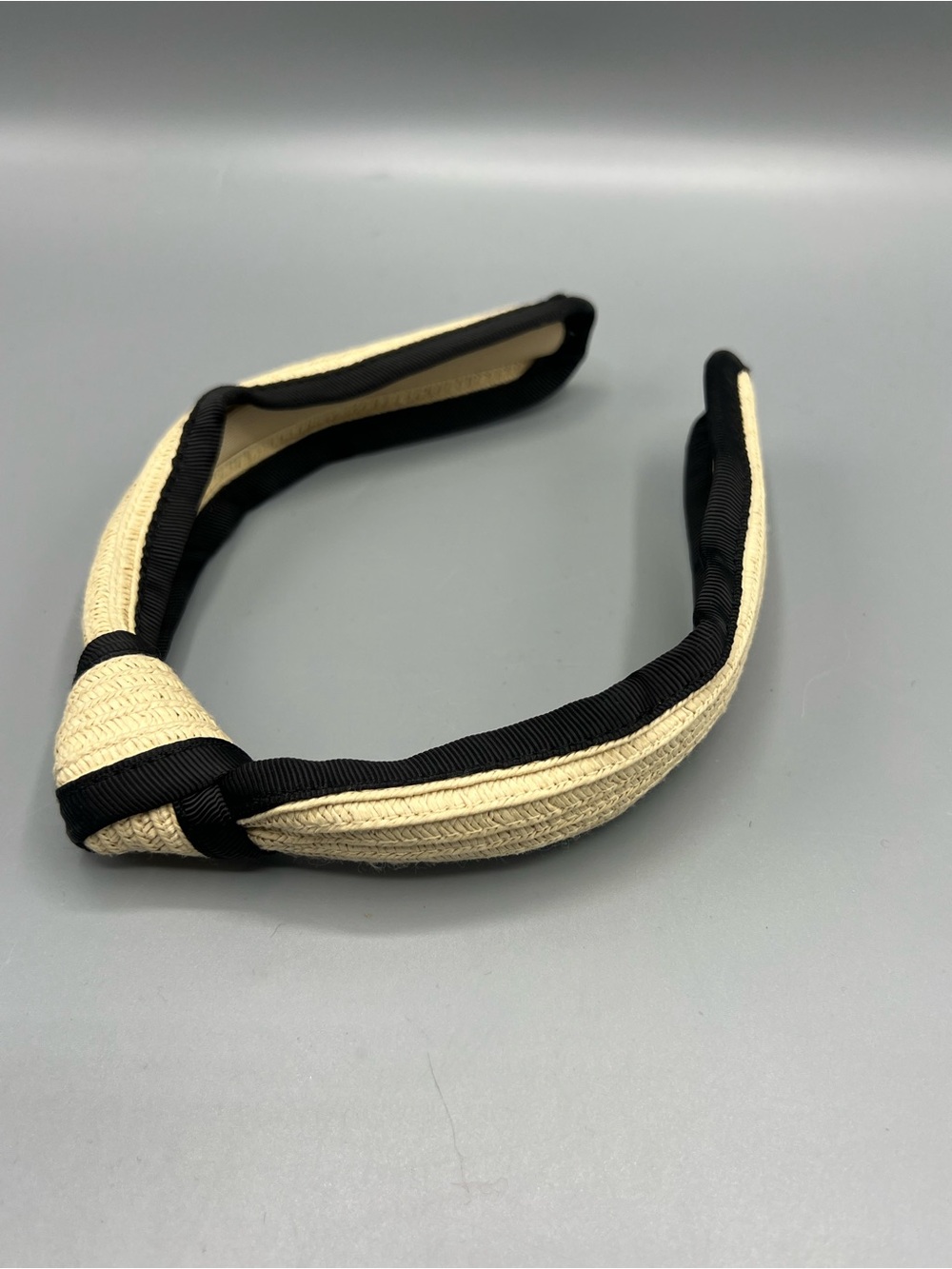 J.Crew Women’s Black & Natural Raffia Knotted Woven Headband